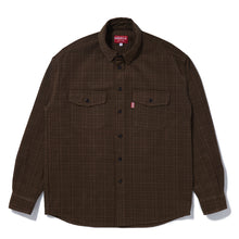 Load image into Gallery viewer, mono plaid upcycled everyday shirt / olive
