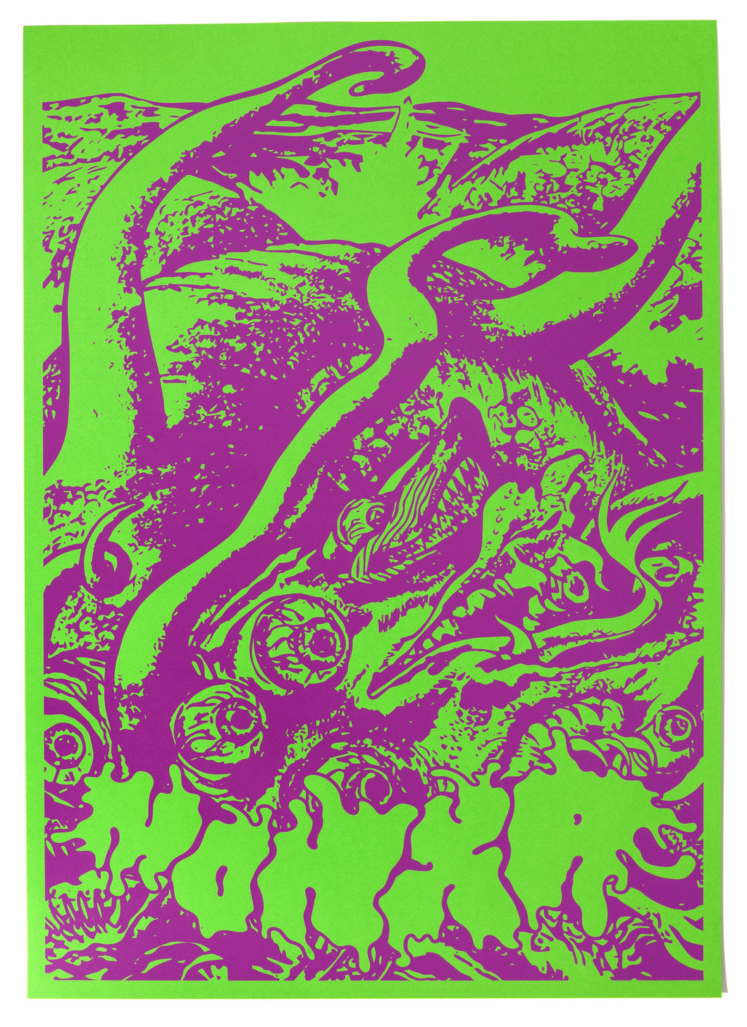 space eaters poster / purple on clover green
