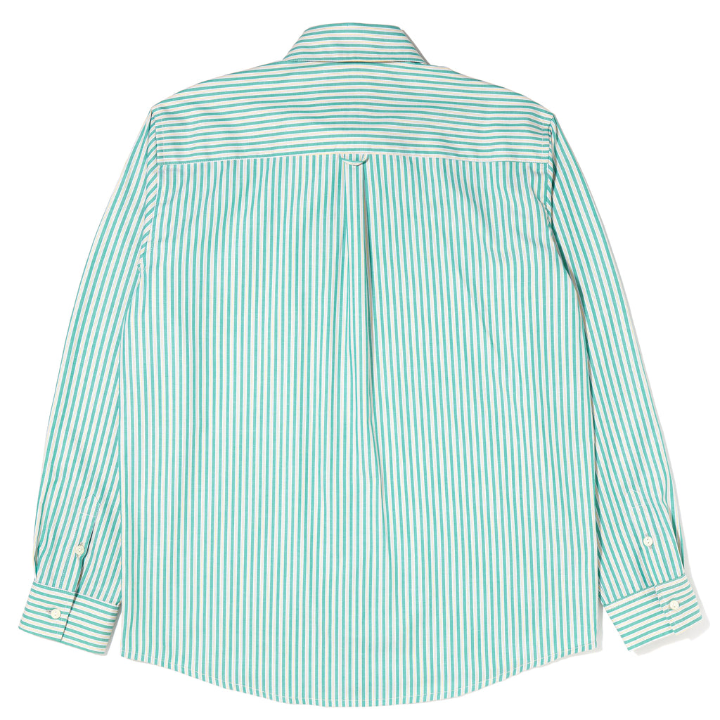 striped label shirt (green)