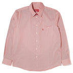 striped label shirt (red)