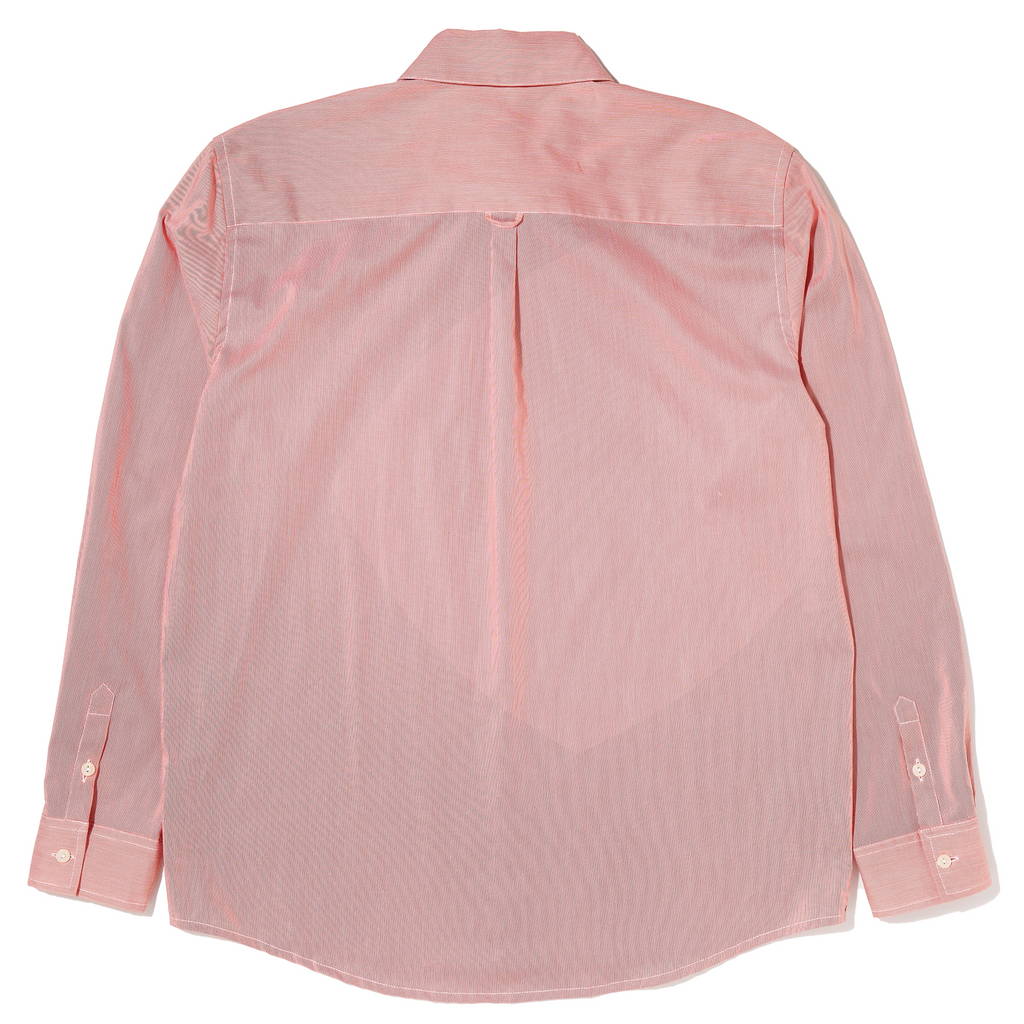 striped label shirt (red)