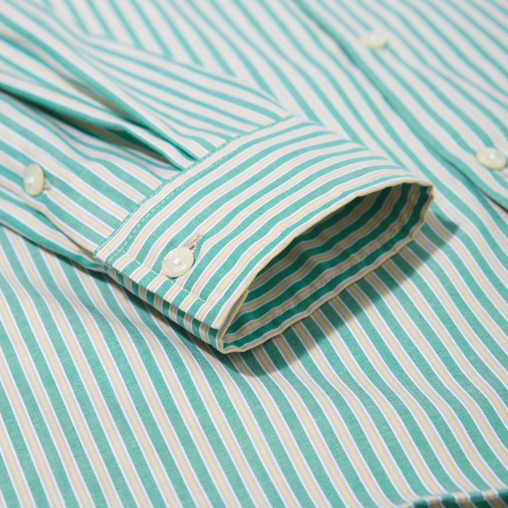 striped label shirt (green)