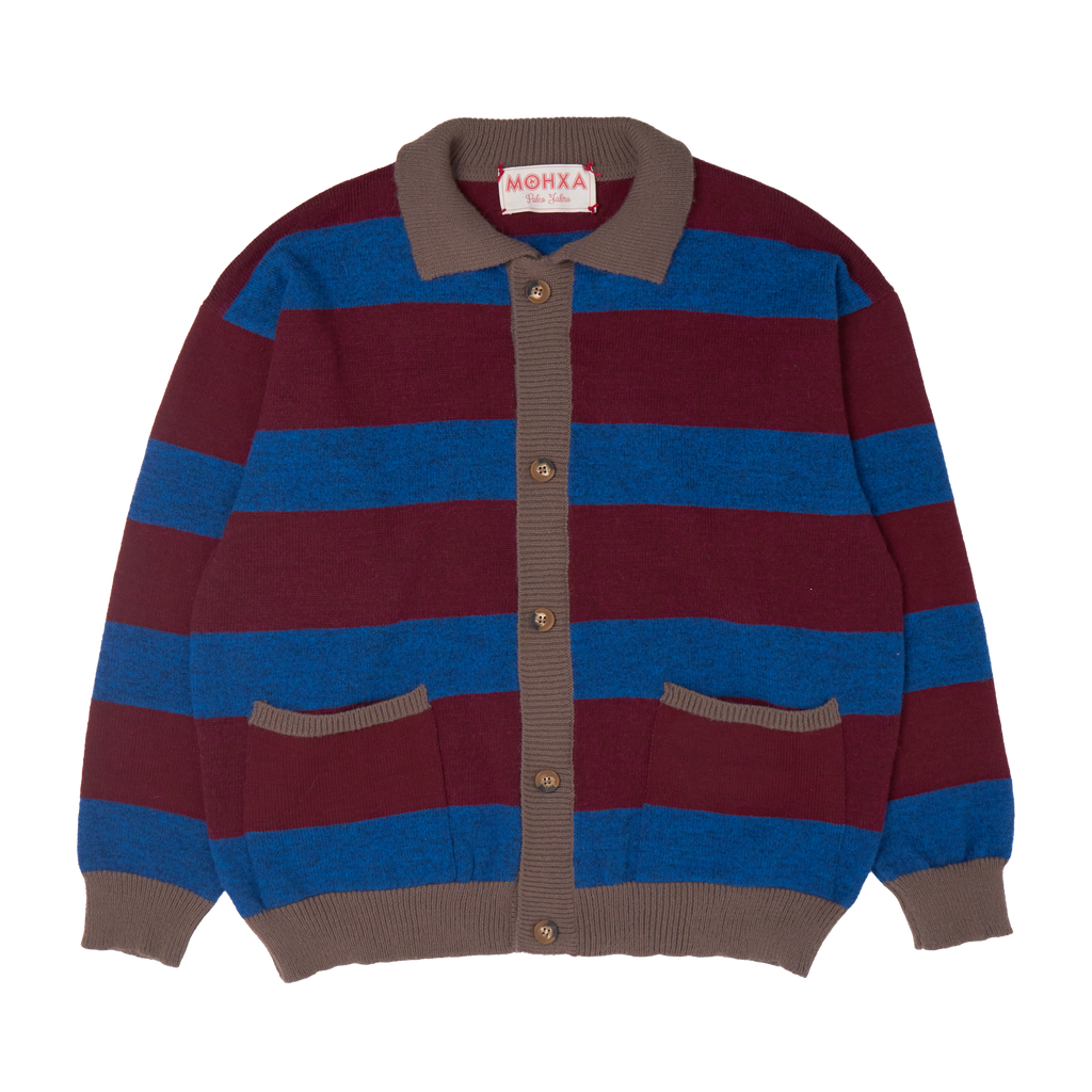 striped cardigan (blue / burgundy)