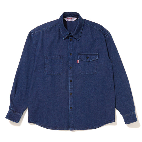 every day stonewashed thick denim shirt Front
