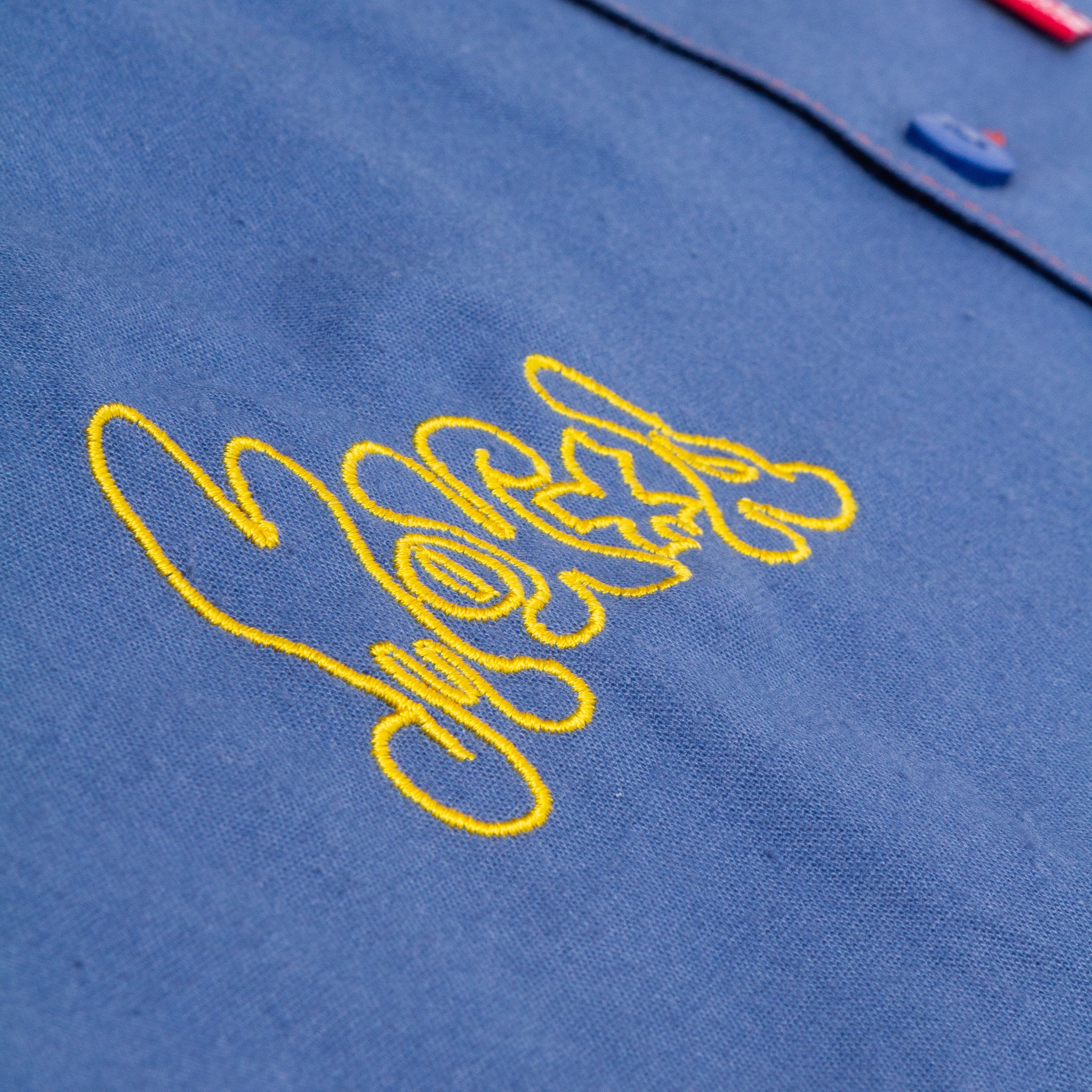 depressed tulips upcycled lapel shirt / steel blue