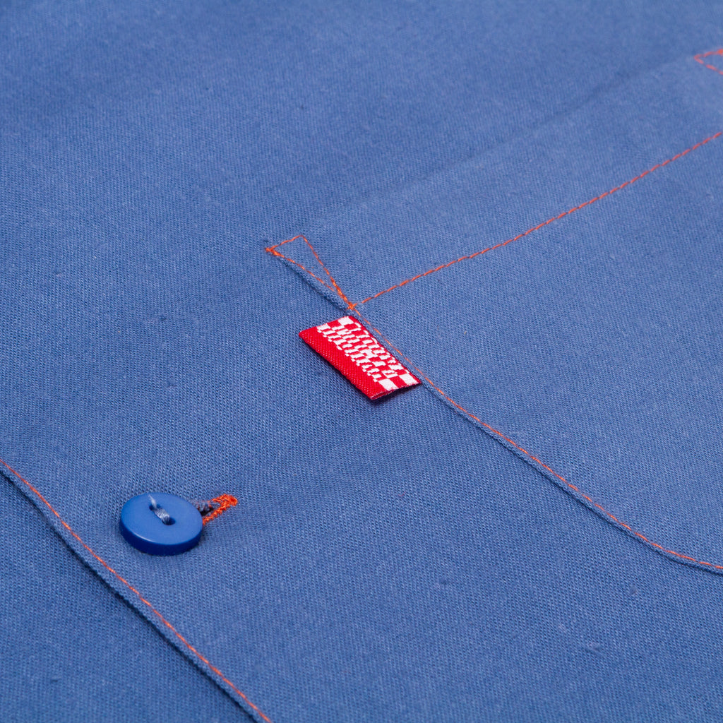 depressed tulips upcycled lapel shirt / steel blue