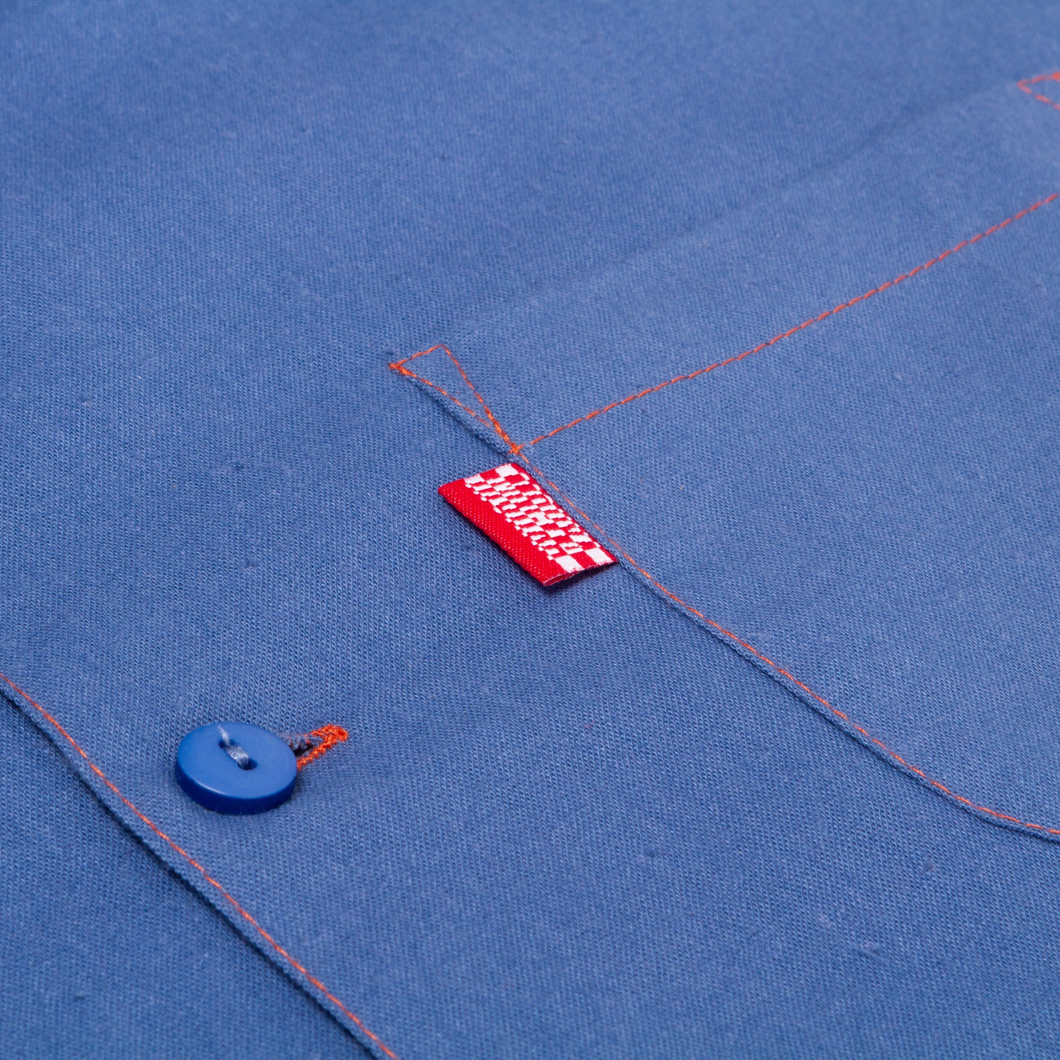 depressed tulips upcycled lapel shirt / steel blue