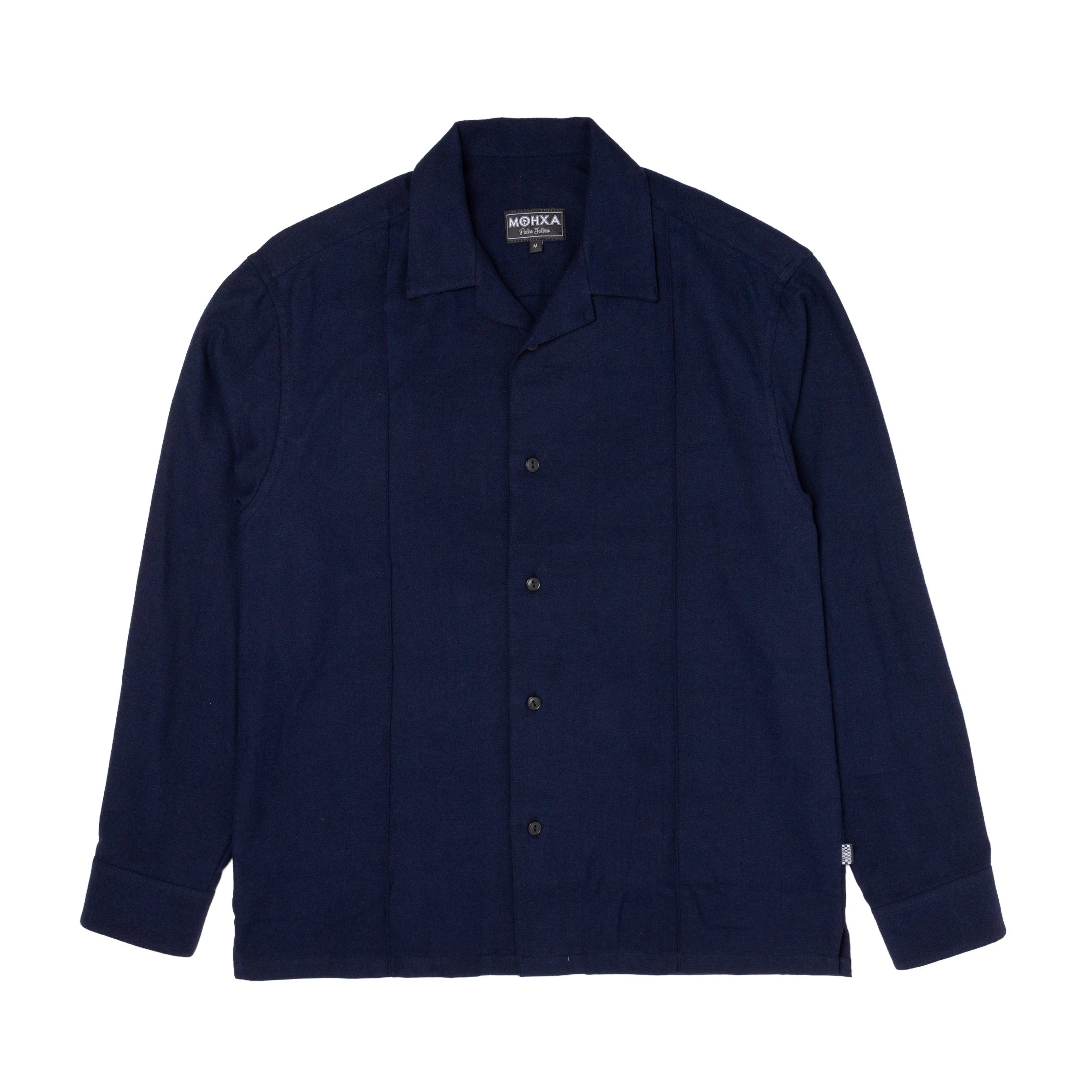 pintuck lapel shirt / navy blue