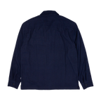 pintuck lapel shirt / navy blue