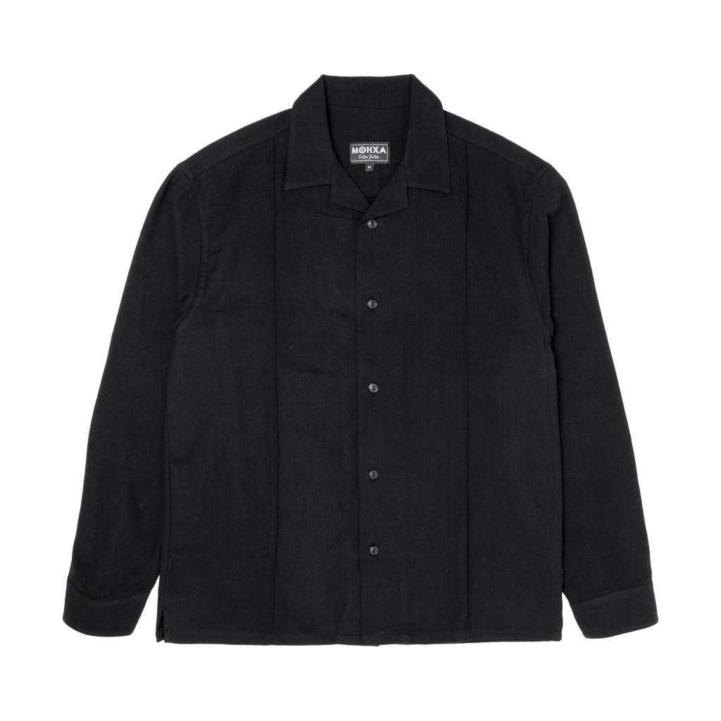 pintuck lapel shirt / noise black
