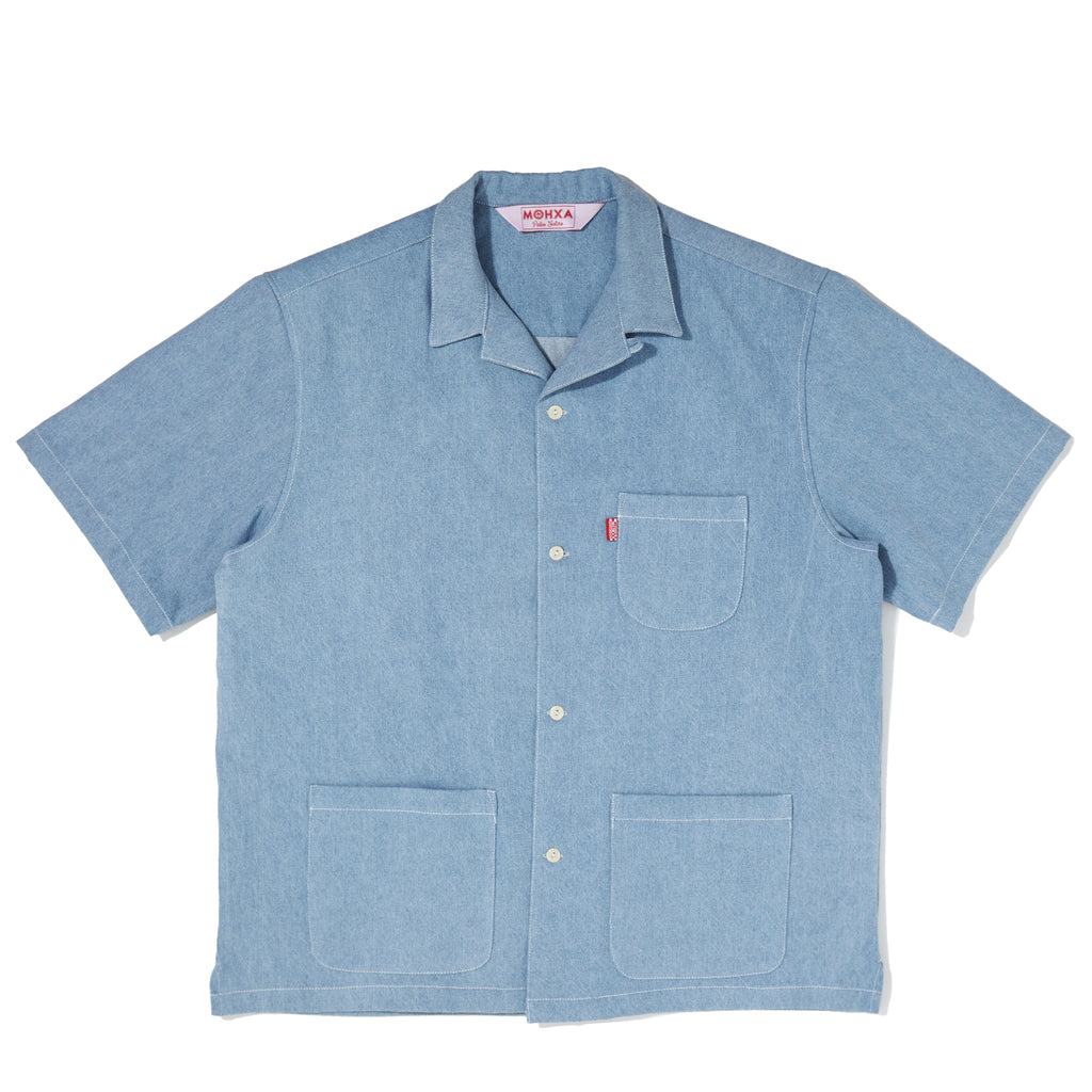 light blue denim multitasker lapel shirt