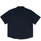 crinkle black round lapel shirt