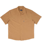 crinkle camel round lapel shirt