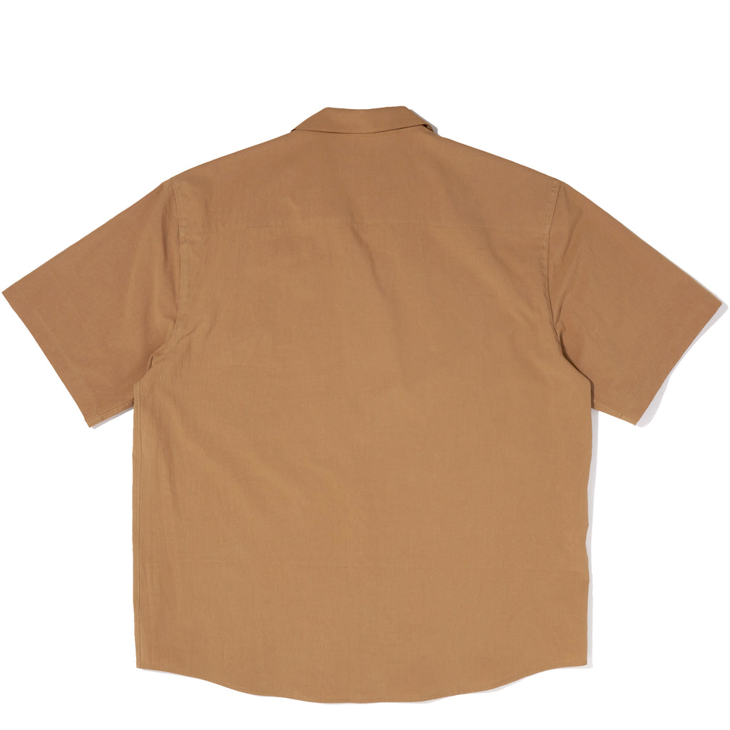 crinkle camel round lapel shirt