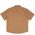 crinkle camel round lapel shirt