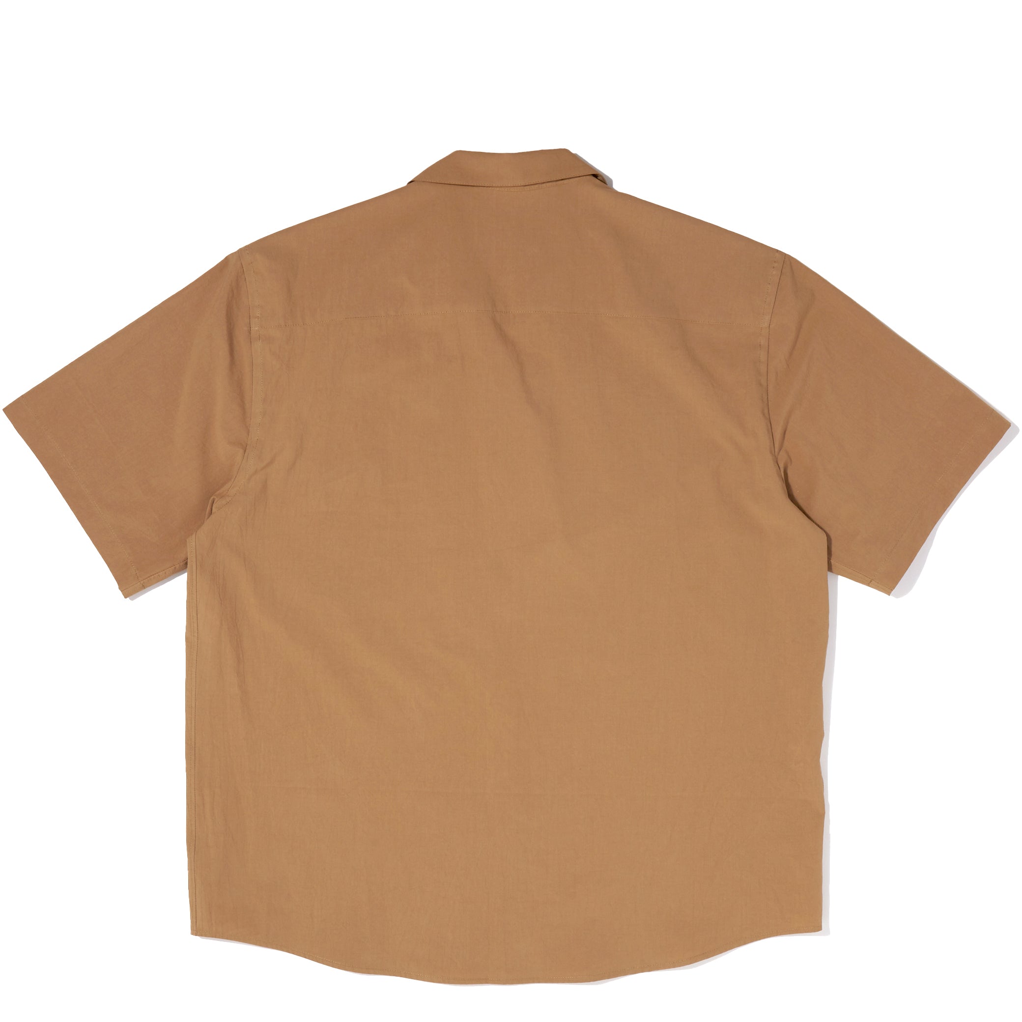 crinkle camel round lapel shirt