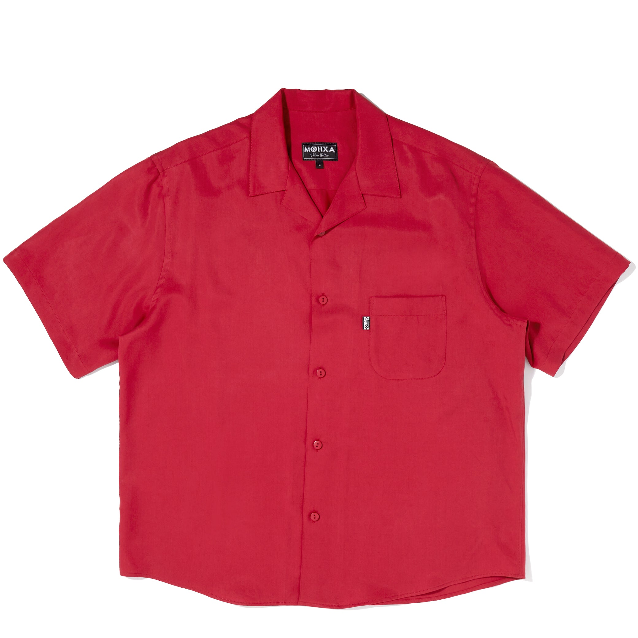 cherry red round lapel shirt