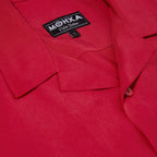 cherry red round lapel shirt