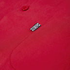 cherry red round lapel shirt