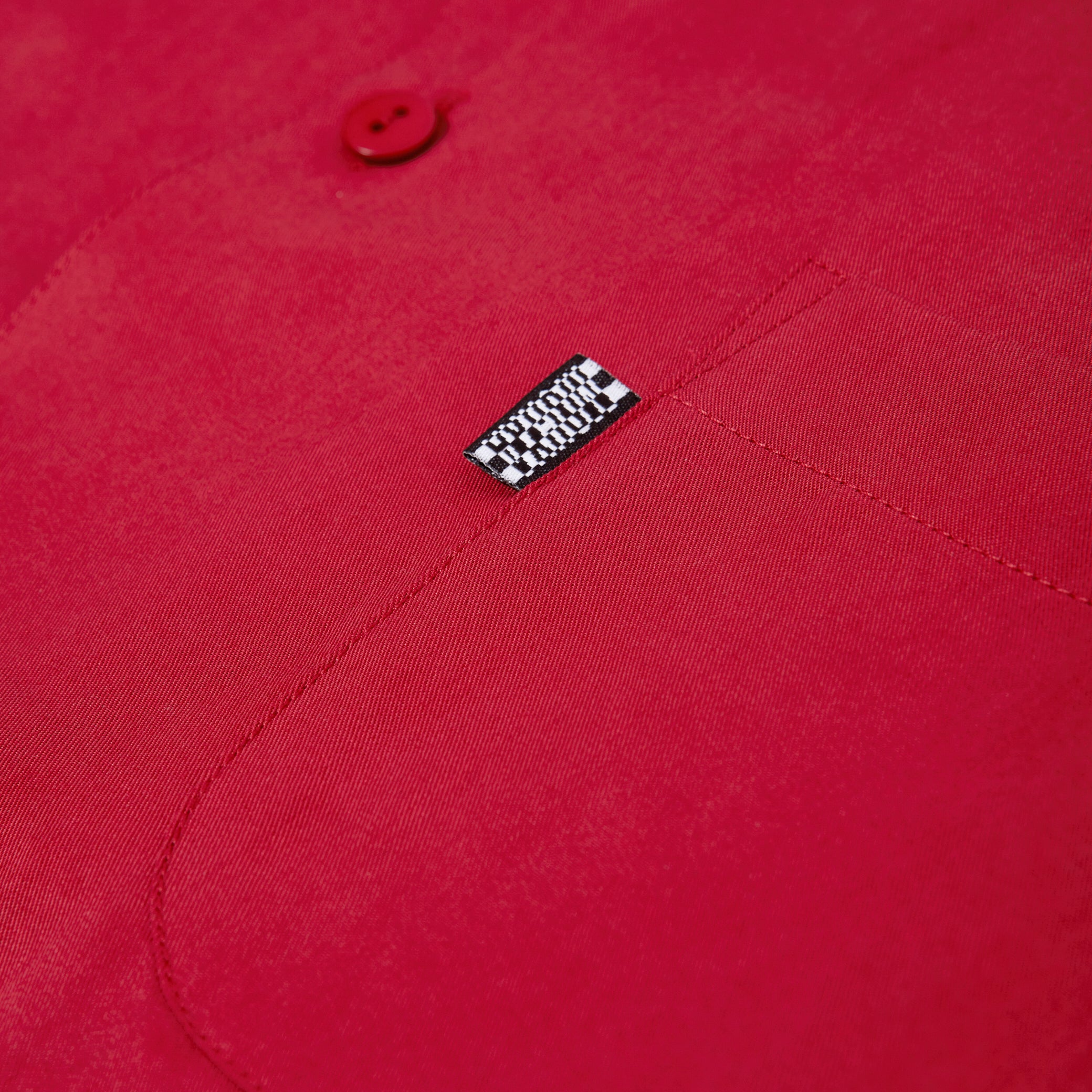 cherry red round lapel shirt