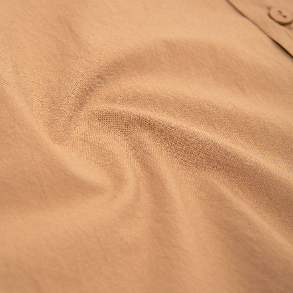 crinkle camel round lapel shirt