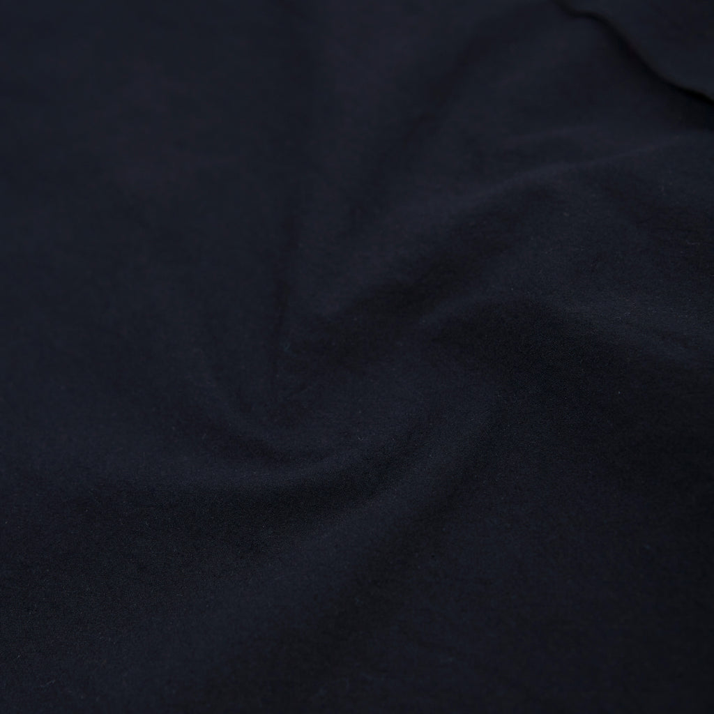 crinkle black round lapel shirt