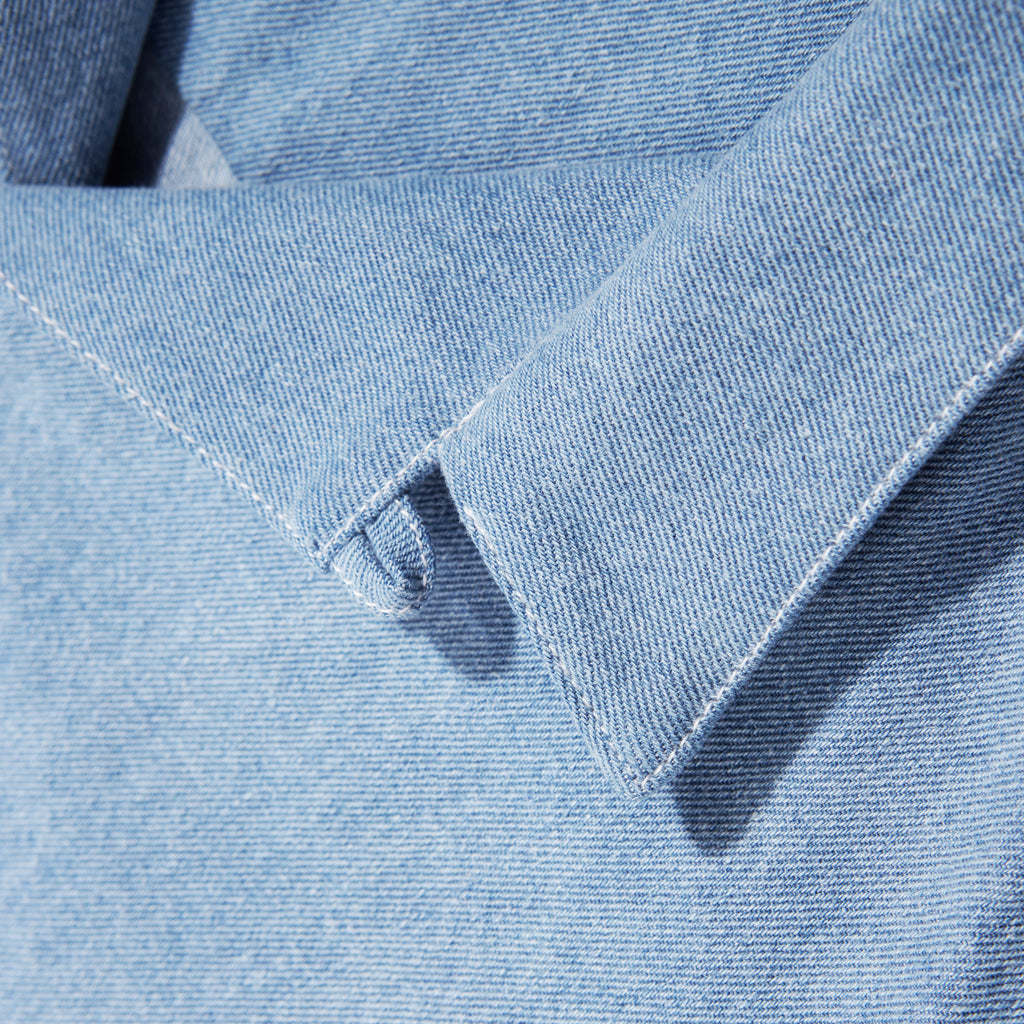 light blue denim multitasker lapel shirt