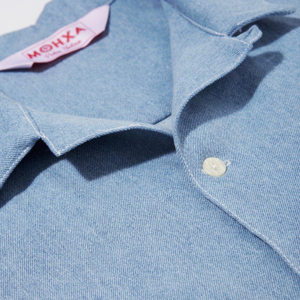 light blue denim multitasker lapel shirt