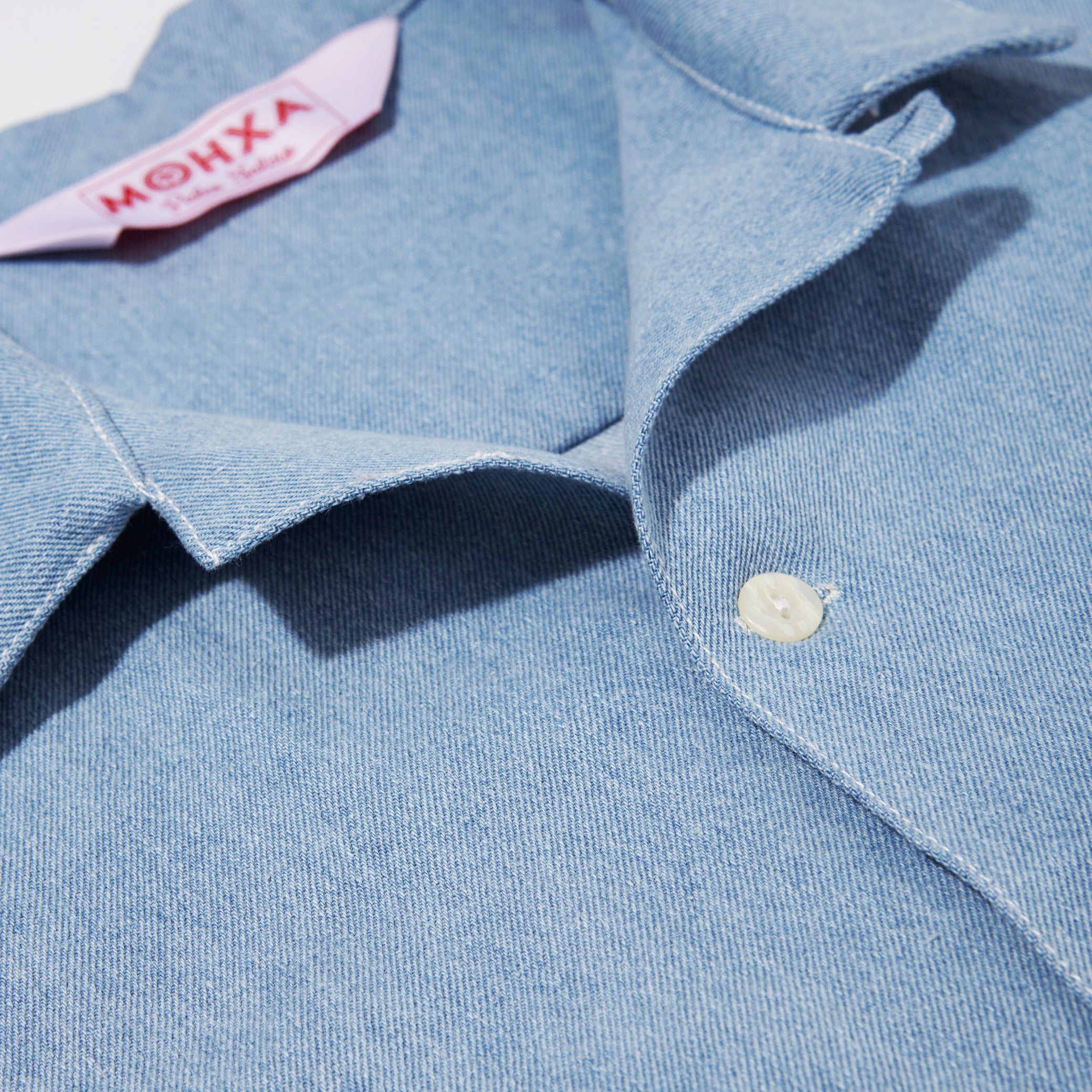 light blue denim multitasker lapel shirt
