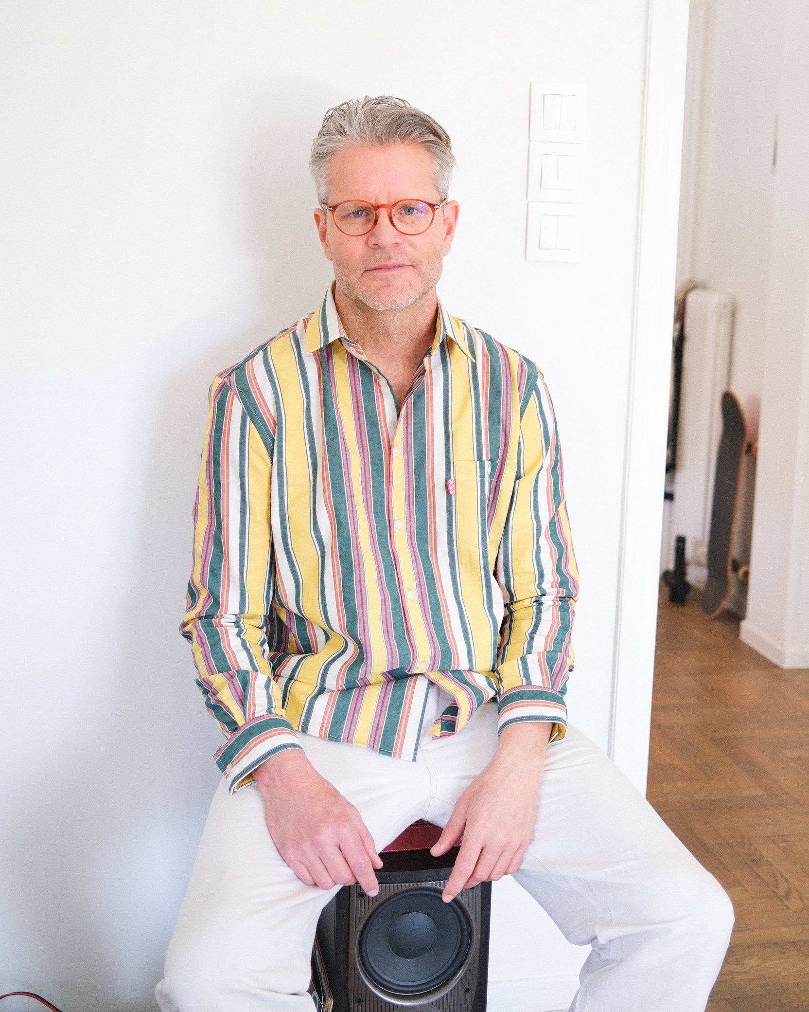 striped label shirt (multi)