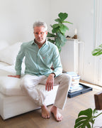 striped label shirt (green)