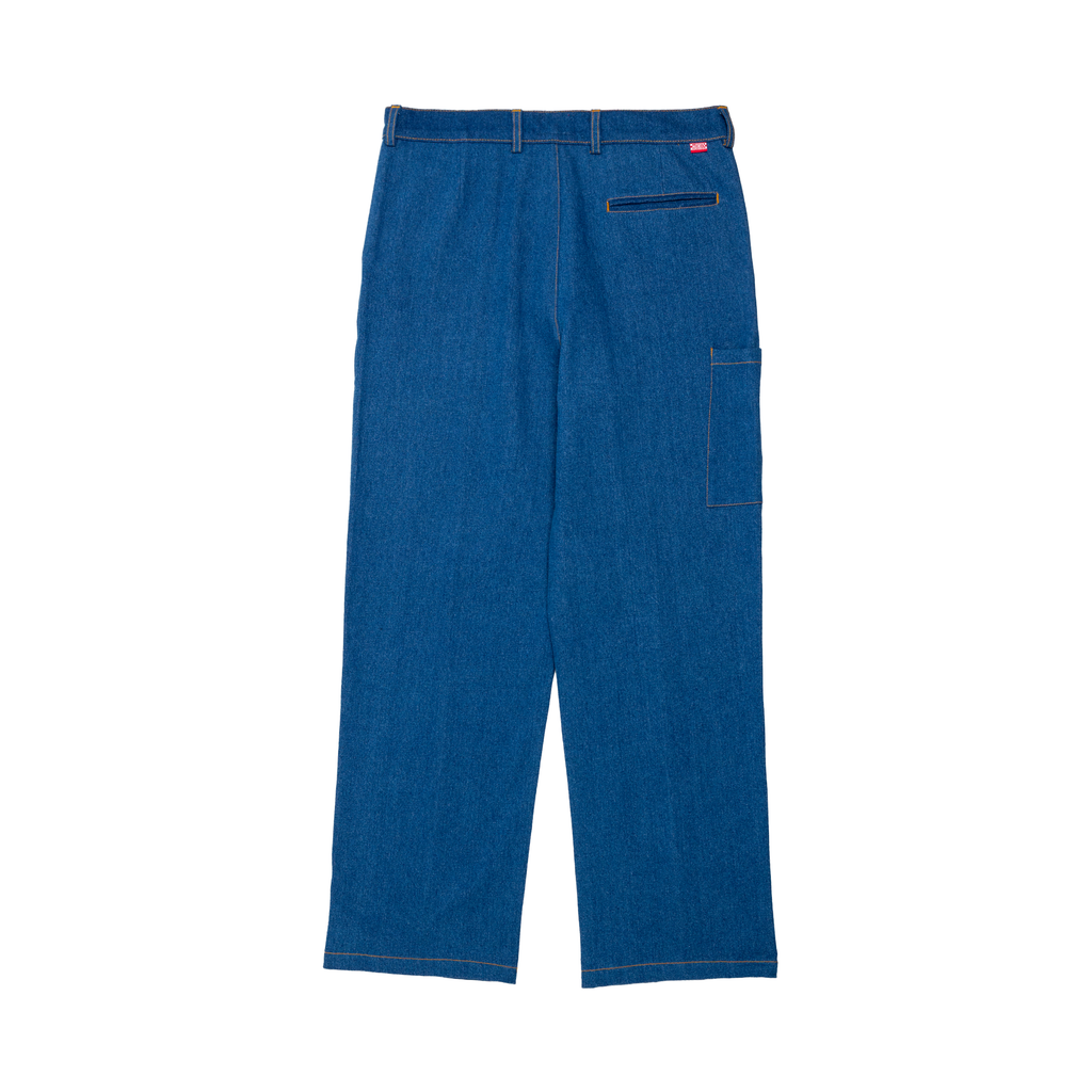denim pintuck pants / indigo washed