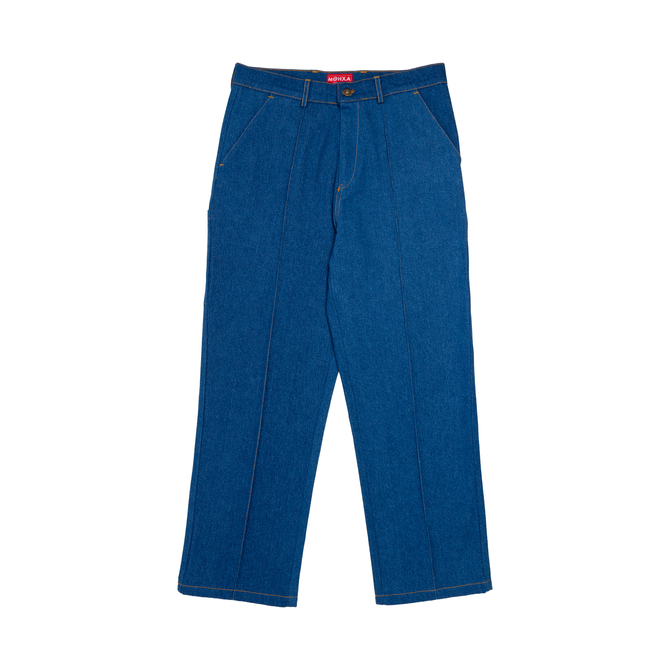 denim pintuck pants / indigo washed