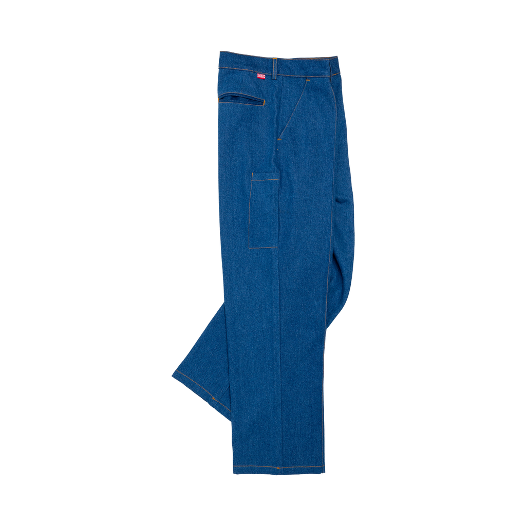 denim pintuck pants / indigo washed