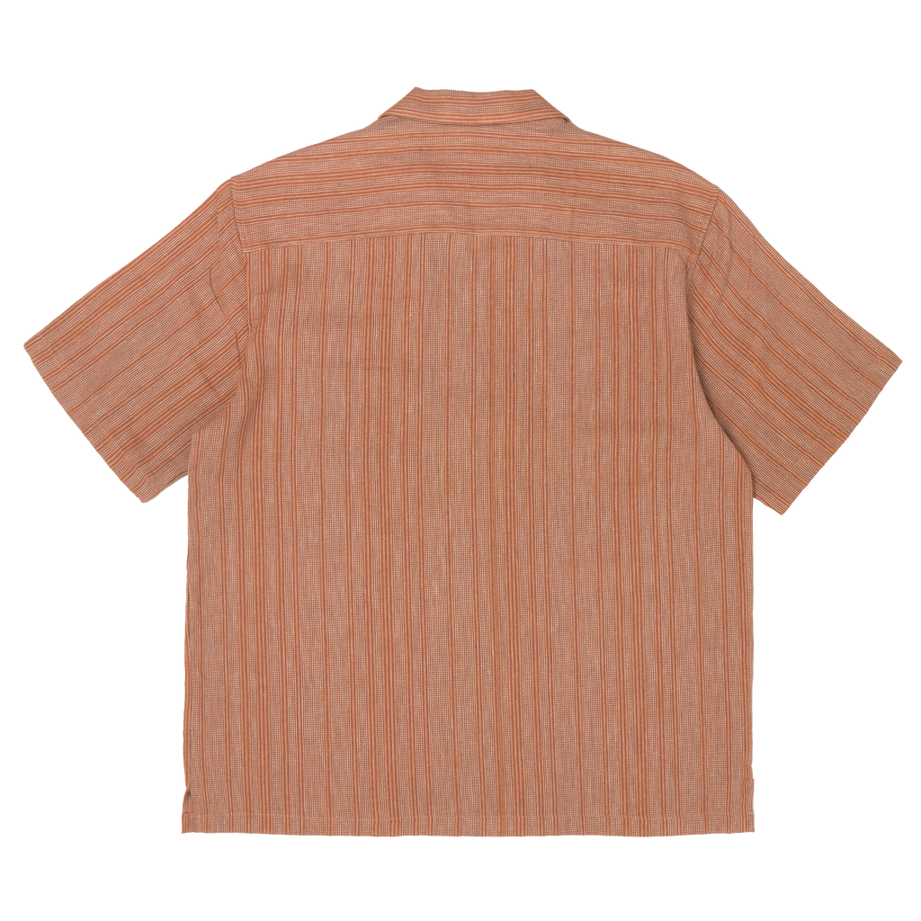 jacquard stripe lapel shirt / brown