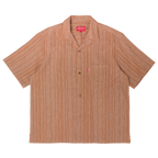 jacquard stripe lapel shirt / brown