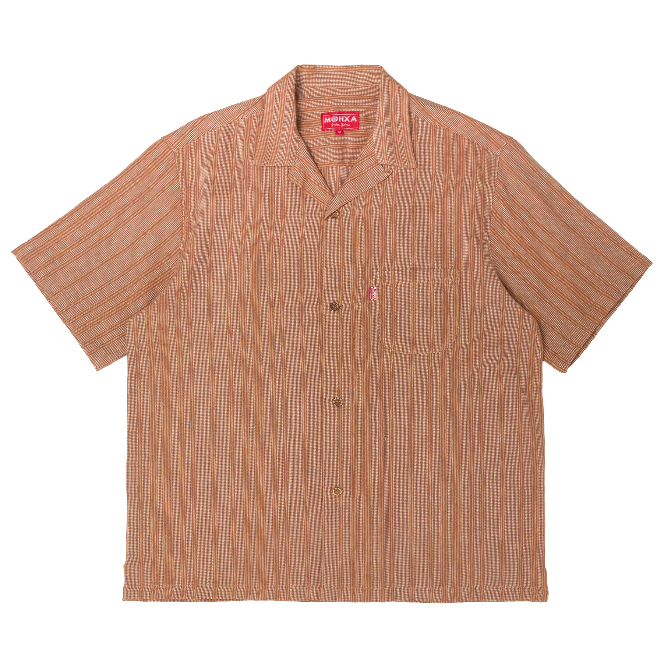 jacquard stripe lapel shirt / brown