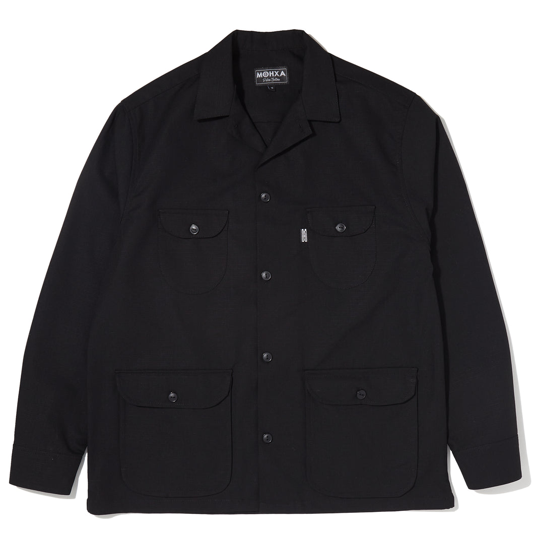 ripstop multitasker lapel overshirt (black)