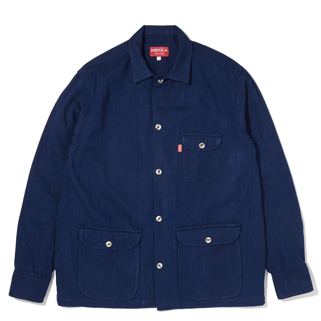 vintage denim multitasker lapel overshirt / indigo