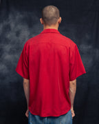 cherry red round lapel shirt