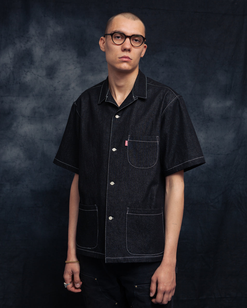 black denim multitasker lapel shirt