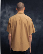 crinkle camel round lapel shirt