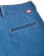 denim pintuck pants / indigo washed