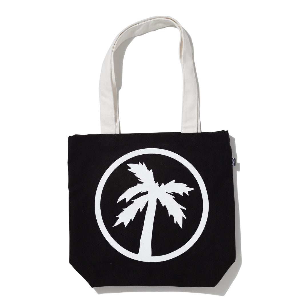 black / white logo tote bag