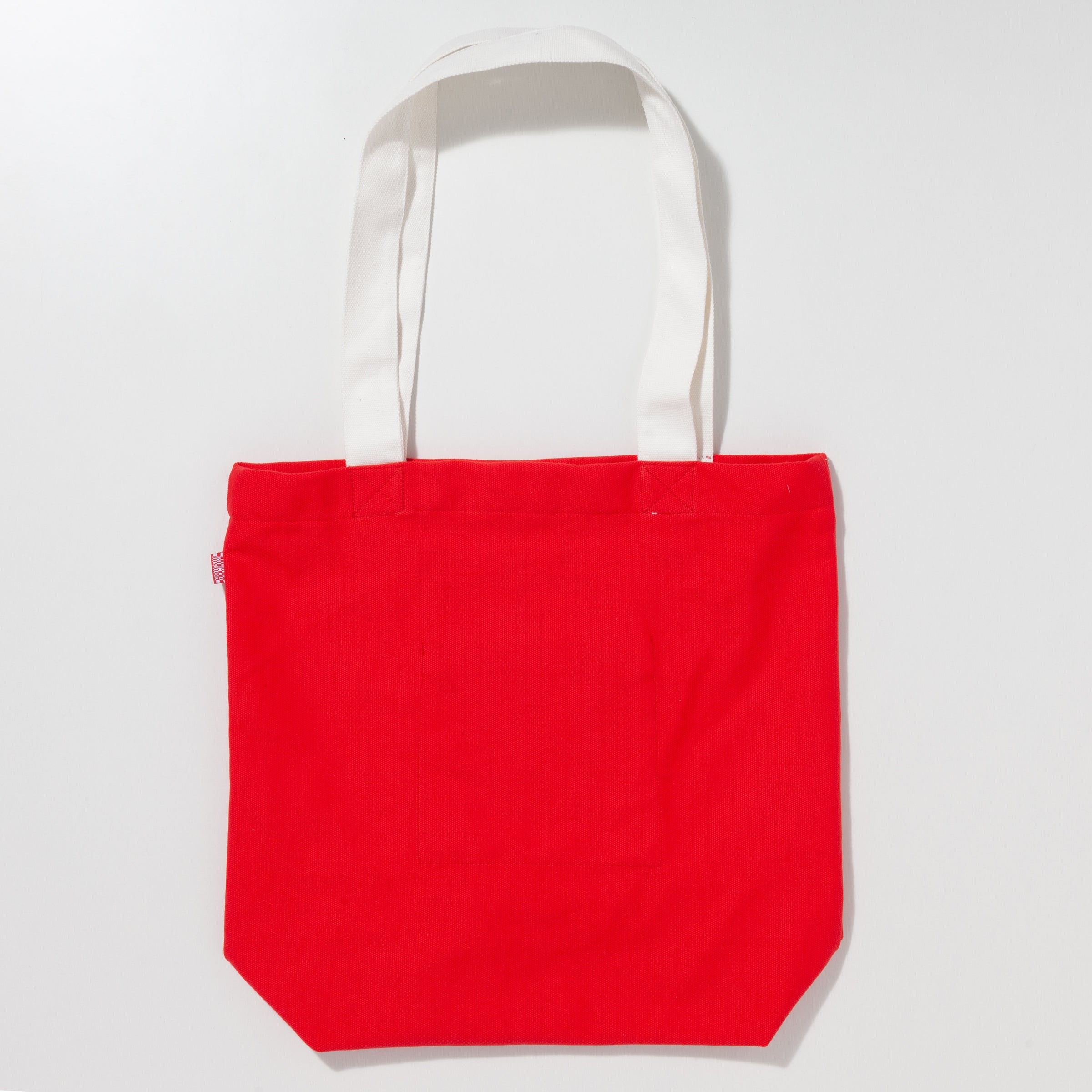 red / white logo tote bag