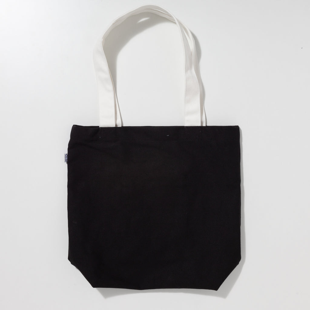 black / white logo tote bag