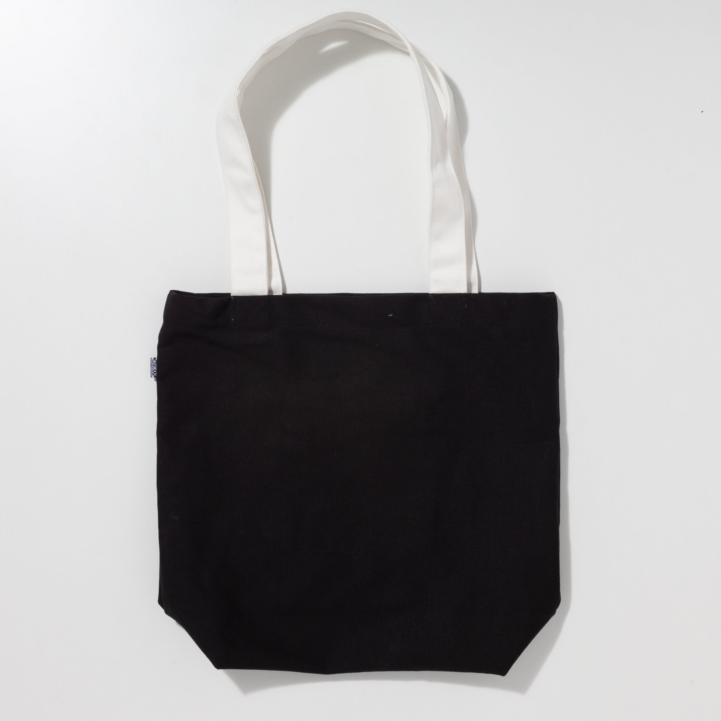 black / white logo tote bag