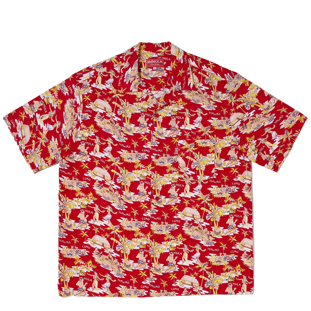 luau lapel shirt (red)