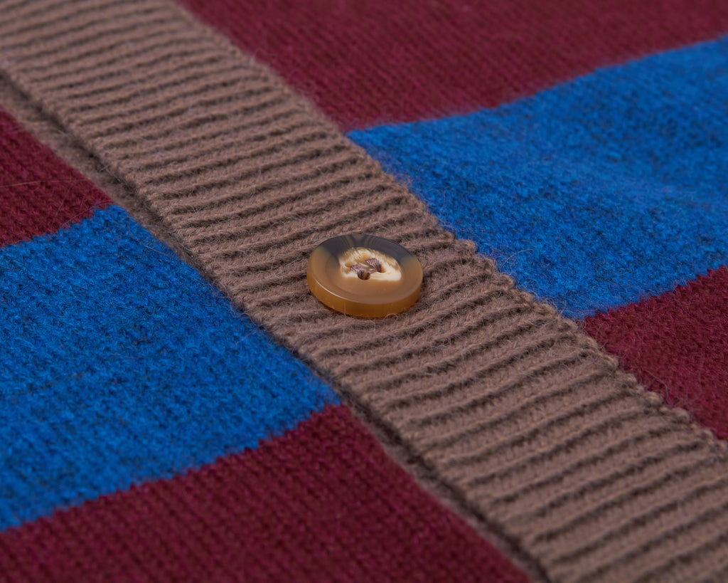 striped cardigan (blue / burgundy)