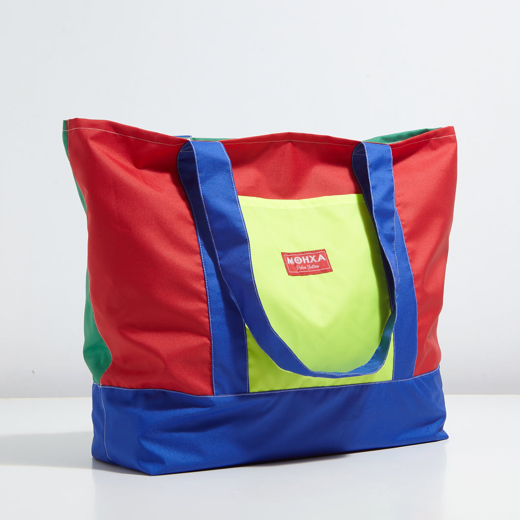 multicolor nylon day bay bag (red/blue/green)